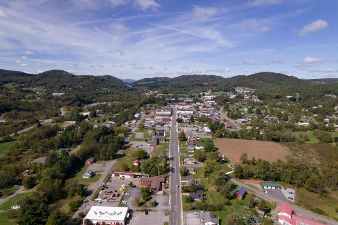 Aerial View of Main Street in Sparta NC